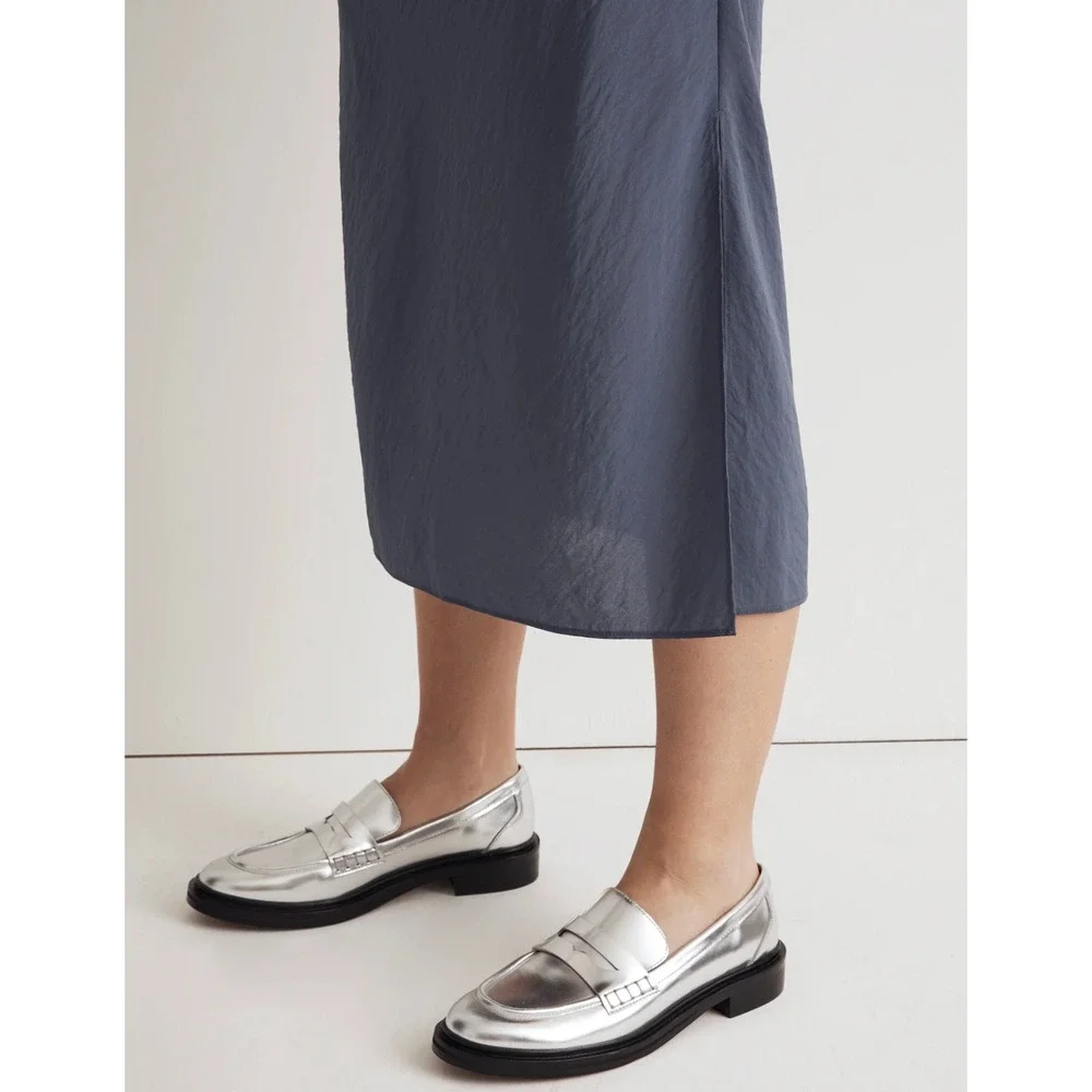 Madewell The Vernon Loafer in Silver Slip On Comfortable Women's Size‎ 8.5